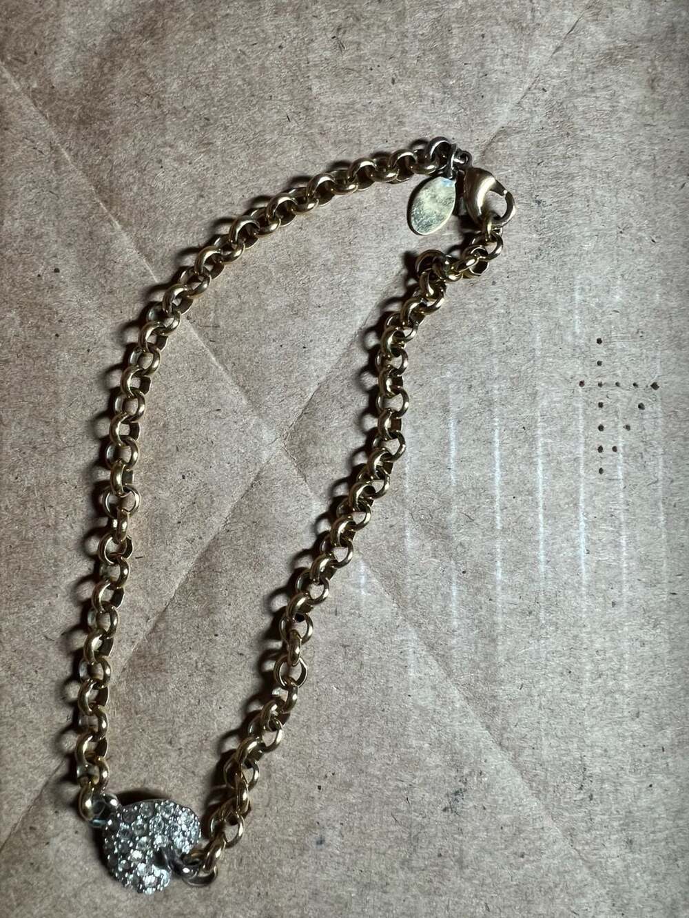 Nolan Miller Glamour Collection Pave Heart Charm Rolo Chain Bracelet